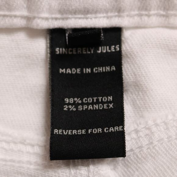 White High Rise Distressed Jogger Jeans Straight Leg Elastic Cuff Size 26 - Picture 7 of 10